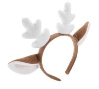Didiseaon Bandeau Cheveux Femme Bois de Renne Blanc, Serrage-tête Mignon en Peluche, Accessoire Élastique Polyvalent pour Fêtes et Événements de Vacances