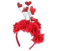 Didiseaon Bandeau coeur roses rouges pour les cheveux bandeau en épingle à cheveux de perles Tenue hair charms hair toppers décors de cerceaux de x de fête Plastique