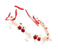 Didiseaon Bandeau De Mariée Coiffe De Mariage Coiffe À Fleurs Rouges Ornements De Cheveux Élégants Pour Banquet