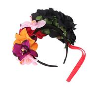 Didiseaon bandeau orchidée decoration fete décoration fete gala Bandeau floral chapeaux de festival femmes -tête princesse à fleurs sirène bandeau à fleurs bandeau rose en tissu Black
