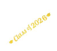 Didiseaon Bannière de Fête Pailletée 2026 300 Cm pour Remise de Diplômes Lycée Université, Guirlande Dorée Chapeaux de Diplômés, Décoration Murale Festive pour Cérémonie et Célébration