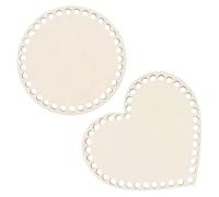 Didiseaon Bases de Panier en Bois Cœur et Rond 2pcs pour Fond de Vannerie à Crocheter, Matériau Lisse pour Paquet Soi-même et Travaux Manuels