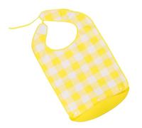 Didiseaon Bavoir Repas pour Adulte Grand Format Imperméable en Plastique Jaune à Carreaux avec Ramasse-miettes Intégré pour Protection Vêtements, Personnes Âgées et Patients en Maison de Retraite