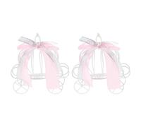 Didiseaon Boîte à Bonbons en Fer Blanche Forme Calèche 2 Pièces, Boîte à Dragées Mariage Décorative, Coffret Confiserie Portable pour Fêtes et Célébrations