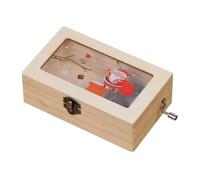 Didiseaon Boîte à Musique à Manivelle en Bois 1 Pièce, Décoration de Bureau de Noël, Boîte à Mélodies Manuelle, Présent de Noël et Anniversaire, Décoration Festive de Table