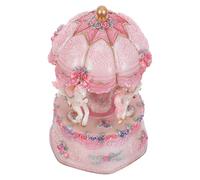 Didiseaon Boîte à Musique Rotative Carrousel à 3 Chevaux avec Éclairage LED Changeant, Boîte à Musique Lumineuse Vintage Rose, Mélodie à 8 Notes, Décoration Intérieure pour Maison et