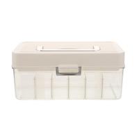 Didiseaon Boîte à pharmacie en plastique avec rangement à 2 niveaux et | Boîte de rangement pour médicaments avec plateau, idéale pour les médicaments, les cotons-tiges, les câbles USB et les