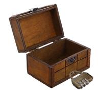 Didiseaon Boîte Rangement Bois Vintage avec Serrure à Combinaison Petite Boîte Décorative Bois Massif pour Bijoux Coffre Au Trésor Multifonctionnel pour Maison et Escape Game Finition Polie
