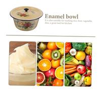Didiseaon Bol Émaillé Vintage avec Couvercle Bassin Multifonctionnel pour Stockage Alimentaire Bol à Condiments et Récipient à Graisse Cuisine Rétro Pratique et Robuste