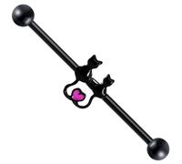 Didiseaon Boucle D’oreille Industrielle en Acier Inoxydable, Forme Chat, Clou D’oreille pour Piercing Cartilage, Bijou Piercing Corporel Femme, Bar Industriel, Accessoire Mode Quotidien