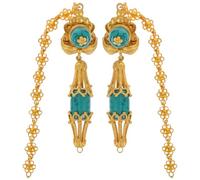 Didiseaon Boucles D'oreilles Vintage Ethniques pour Femmes en Métal Doré avec Fleurs Exotiques et Pampilles Dynamiques, pour Festivals D'été et Mariages