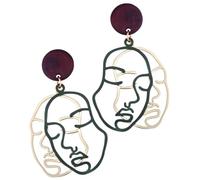 Didiseaon Boucles Oreilles Abstraites Forme de Visage Accessoires Élégants pour Femmes Pendentif Long Créatif Vert Parfait pour Fêtes et Sorties
