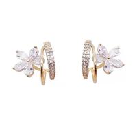 Didiseaon Boucles Oreilles Fleur Griffes Élégantes pour Femmes Clous Oreilles Zirconia Micro-incrustés Effet Piercing Multiple Accessoires pour Quotidien et Fête