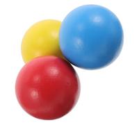 Didiseaon Boules De Croquet en Bois 3,5 Cm 3 Pièces Rouge Jaune Bleu Jeu D'extérieur pour Garçon Et Filles Coordination Œil-Main Activités Familiales