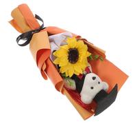 Didiseaon Bouquet d'ours en Peluche Remise de Diplôme Fleurs Artificielles Orange, Décoration Légère en Papier et Tissu pour Photo Prop et Ambiance Joyeuse