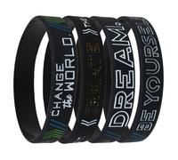 Didiseaon Bracelet en Silicone Élastique Motivant pour Adolescents Lot de 4 Pièces Messages Inspirants « Rêve » « Sois Toi-Même » « Change le Monde » « Crée » Adapté pour Sport École