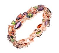 Didiseaon Bracelet en Zircon Coloré et Chaîne de Poignet pour Femme, Alliage Plaqué Or Rose, Style et Décoratif, 17 Cm, Présent pour Fêtes et Anniversaires