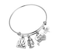 Didiseaon Bracelet Femme Argent Massif Acier Inoxydable avec Pendentifs Thème Extérieur Décor de Poignet Créatif et Confortable Cadeau pour Fêtes et Occasions Spéciales