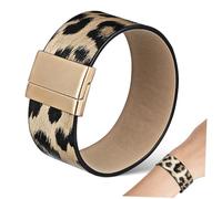 Didiseaon Bracelet Large à Imprimé Femme Bijoux Chic Manchette en PU Accessoire Mode Élégant pour Sorties Taille Unique