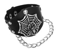 Didiseaon Bracelet Punk Ajustable PU avec Tête de Mort et Motif Toile Araignée Exagéré Gothique pour Homme Accessoire Halloween Original et Confortable