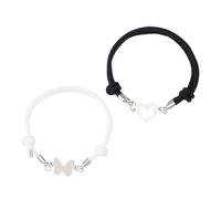 Didiseaon Bracelets Assortis pour Couples Mère-Fille en Acier Inoxydable Tressés Style Maille Réglables Lot 1 Paire Noir et Blanc Bracelets D’Amitié Élégants pour Femmes Présent