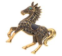 Didiseaon Broche Accessoire Élégant et Vintage Cristaux Noirs Cheval en Alliage Épingle Décorative Polyvalente pour Nouvel An Chinois 2026 pour Vêtements