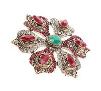 Didiseaon Broche Baroque Fleur Creuse Rouge et Or Broche Épingle Lotus Six Trésors Accessoire Festif pour Femmes Ornement Élégant pour Noël et Anniversaire