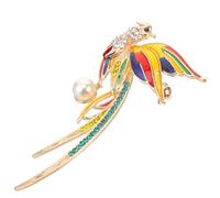 Didiseaon Broche Épingle à Plumage Oiseau Mythique Paon en Alliage Ornée de Cristaux et Perles, Bijou Délicat pour Col de Robe de Mariée et Occasions Festives