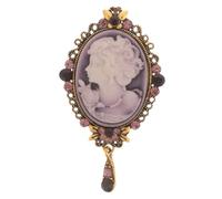 Didiseaon Broche Vintage Portrait Femme en Relief en Métal Orné de Pierres Violet pour Accessoires Féminins Soirée et Bal Élégant