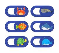 Didiseaon Cache de Webcam Adhésif en Abs avec Motif Animal Marin, Lot de 6 Pièces pour Ordinateur et Tablette, Protège Vos Données Personnelles avec Design Coulissant Pratique