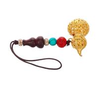 Didiseaon Calebasse Pendentif Feng Shui Bois et Cuivre Porte-clés Chinois Vintage pour Téléphone Portable Dos Portefeuille Porte-badge Charme Suspendu Unisexe