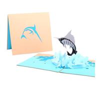 Didiseaon Carte D’anniversaire 3d Voilier en Papier Bleu Sculpté Main, Carte de Vœux Pop-up Délicate, Décoration Anniversaire, Original pour Fête et Occasions Spéciales