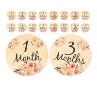 Didiseaon Cartes Mensuelles en Bois 18pcs pour Bébé -né, Signes de Croissance Faciles à Stocker, Décoration et Photographie Beige pour Moments Importants