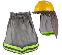 Didiseaon Casque de Chantier Visière Pare-Soleil et Couverture de Nuque en Polyester Respirant, Bande Réfléchissante, Protection Solaire Adaptée aux Travailleurs du Bâtiment