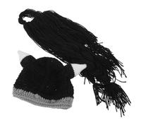 Didiseaon Chapeau Viking Cosplay Avec Bonnet À Barbe Bonnet À Barbe Farfelu Accessoire De Costume Viking Artificiel Complète Chapeau À