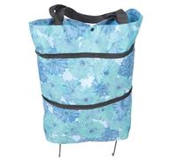 Didiseaon Chariot de Courses Pliable à roulettes Cabas Pliable pour Courses Panier d'achat pour Les Courses Plastique Toile Grande capacité Shopping Camping Rangement Facile