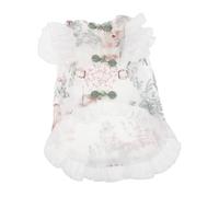 Didiseaon Chinese Pet Dog Dress Sleeveless Cheongsam Outfit with Pan Buckle for Small Dogs and Cats Soft Satin Asian Style Skirt for Chest Comfortable and Festive Year Costume