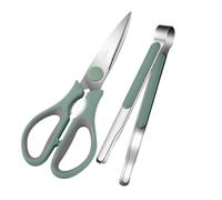 Didiseaon Ciseaux Cuisine Inoxydables Et Pinces à Barbecue Robustes, 2 Pièces, Poignée Ergonomique, Coupe-poulet Et Clips De Viande, Usage Barbecue Extérieur Et Préparation Culinaire, Couleur Verte