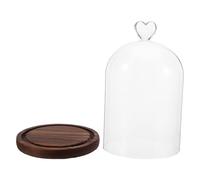 Didiseaon Cloche en Verre Décorative avec Socle Bois Vintage 12X16 CM Dôme en Verre Transparent pour Fleurs Éternelles Centre de Table Noël Protection Anti-Poussière et Présentation