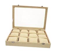 Didiseaon Coffret à Montres en Jute Décoratif avec 12 Emplacements Boîte De Rangement pour Bijoux Organiseur Élégant pour Hommes Et Femmes pour Exposer Vos Montres Dimensions Compactes