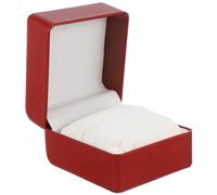 Didiseaon Coffret Carré à Angles Arrondis en Cuir PU Intérieur en Velours, Boîte à Montre Seul Emplacement de Couleur Rouge Profond, Organisateur Compact et Élégant pour Rangement de