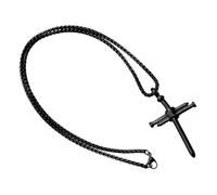 Didiseaon Collier Croix Homme Acier Inoxydable Punk Style Pendentif Croix Unique avec Chaîne Électrolytique Résistante Accessoire Mode Faith Symbol
