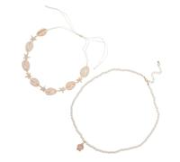 Didiseaon Collier de Coquillages pour Femmes Bijoux Perles Plastiques et Coquillages Accessoire de Plage pour Au Bord de Mer