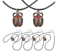 Didiseaon Collier Égyptien Vintage Pendentif Scarabée Rouge en Alliage Lot de 6 Pièces Bijoux Rétro Unisexes pour Protection et Usage Quotidien