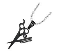 Didiseaon Collier Homme Acier Titane Pendentif Ciseaux et Peigne Hip-hop Punk Style Barbier Robuste et Élégant