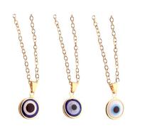 Didiseaon Collier Le Mauvais Œil 3 Pièces Turc En Verre Bleu Bordure Dorée, Bijou Amulette Pour Femme, Protection Chance Santé Style Bohème, Chaîne Décorative Ajustable