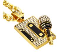 Didiseaon Collier Microphone Hip Hop Micro-cassette Doré Bijou de Cou Rapper pour Filles Style Streetwear et Cadeau Urbain
