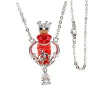 Didiseaon Collier Pendentif Coeur En Verre Couronne En Alliage, Collier Fiole Diffuseur Pour Femme, Bijou Minimaliste Rouge, Accessoire Mode Pour Usage Quotidien
