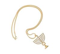 Didiseaon Collier Ras du Cou Étoile de David Hanoukka 9 Têtes en Cristaux Doré Pendentif Chandelier Bijoux Religieux de Hanoukka Scintillants pour Femmes Présent Symbolique Religieux