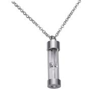 Didiseaon Collier Urne Funéraire Acier Inoxydable avec Pendentif Bouteille Parfum Transparent INOX pour Cendres Mémoire avec Entonnoir et Pendentif Forme de Sablier pour Famille et